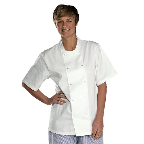 Beeswift Chefs Short Sleeve Jacket with Stud Fastening White L