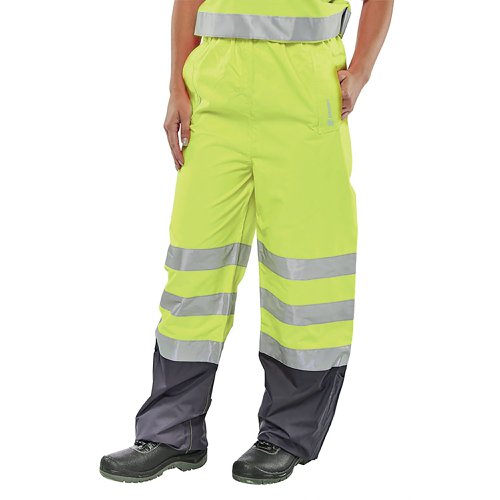 Beeswift Belfry Hi Vis Trousers Saturn Yellow/Navy Blue L BETSYNL