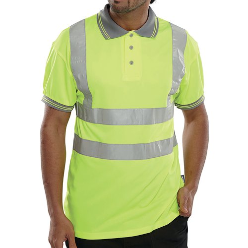 Beeswift High Visibility Short Sleeve Polo Shirt Saturn Yellow L