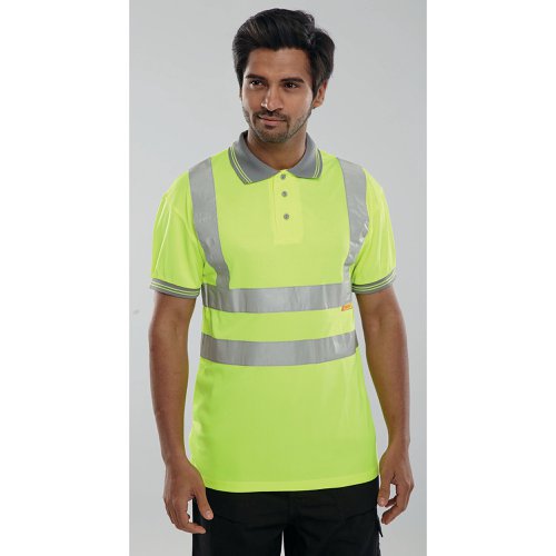 Beeswift High Visibility Short Sleeve Polo Shirt Saturn Yellow L BPKSENSYL