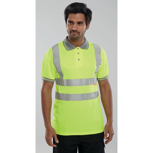 Beeswift High Visibility Short Sleeve Polo Shirt Saturn Yellow M BPKSENSYM