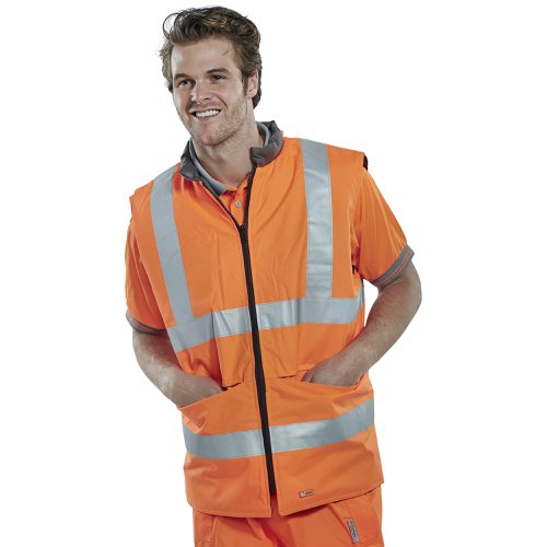 Beeswift High Visibility Reversible Bodywarmer Orange/Grey M BWENGORM | Beeswift