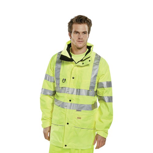 Beeswift Carnoustie High Visibility Jacket with Detachable Hood Saturn Yellow large CARSYL | BSW01366 | Beeswift