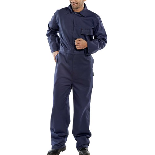 Beeswift Click Cotton Drill Boilersuit Navy Blue 34