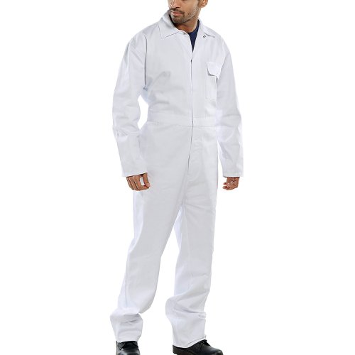 Beeswift Click Cotton Drill Boilersuit White 36