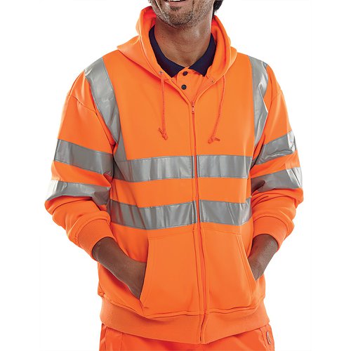 Beeswift Zip Up Hooded High Visibility Sweatshirt Orange L BSHSSENORL