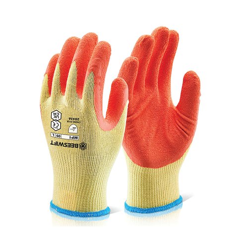 Beeswift Multipurpose Gloves Latex Coated Palm Large Orange/Yellow 1 Pair MP1ORL
