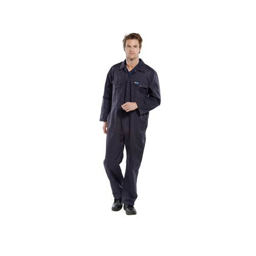 Beeswift Click Polycotton Boilersuit Navy Blue 34 Inch