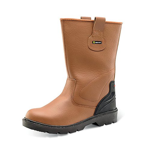 Beeswift Premium Rigger Fur Lined Steel Toe Cap Safety Boots 1Pr Tan 8 CF808