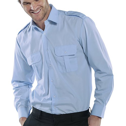 Beeswift Pilot Long Sleeve Shirt Sky Blue 15.5