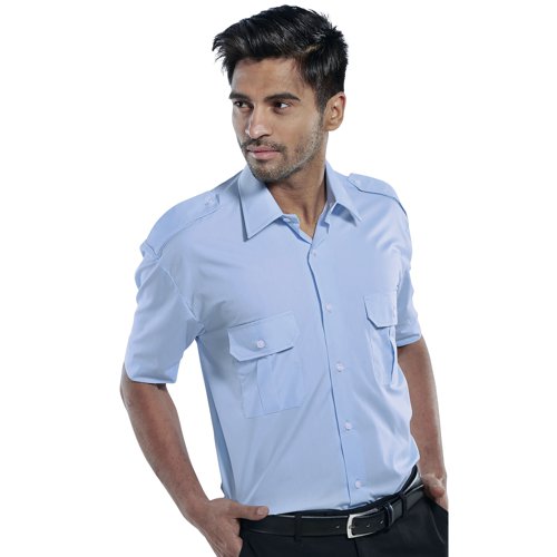 Beeswift Pilot Short Sleeve Shirt Sky Blue 18 PSSSB18 BSW04938