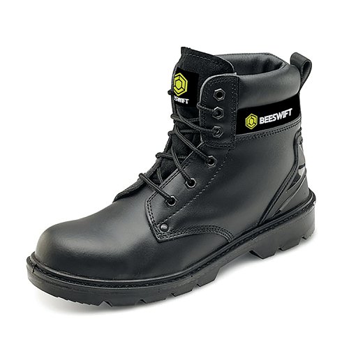 Beeswift Click Smooth 6 Inch Leather Boots 1 Pair Dual Density PU Steel Toe Cap Black 06