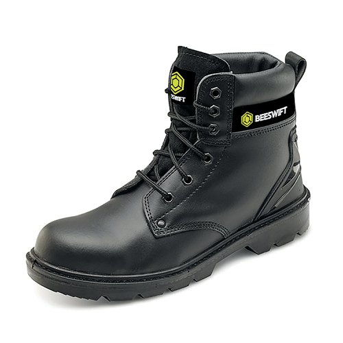 Beeswift Click Smooth 6 Inch Leather Boots 1Pr Dual Density PU Steel Toe Cap Black 8 CF2BL08