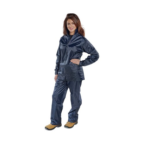 Beeswift Nylon B-Dri Weatherproof Suit Navy Blue Small NBDSNS