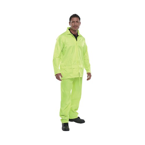 Beeswift Nylon B-Dri Weatherproof Suit Jacket and Trouser Pack Saturn Yellow Small BSW06691