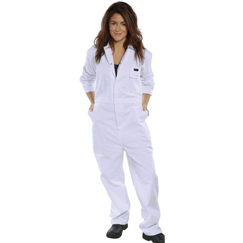 Beeswift Click Cotton Drill Boilersuit White 52