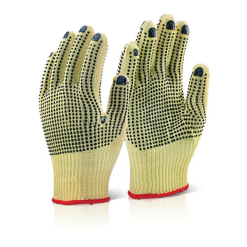 Beeswift Reinforced Mediumweight Dotted Gloves 1Pr Yellow 9 KGMWD09