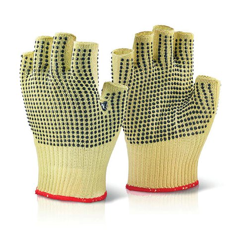 Beeswift Reinforced Fingerless Dotted Gloves 1Pr Yellow 10 KFLGMWD10