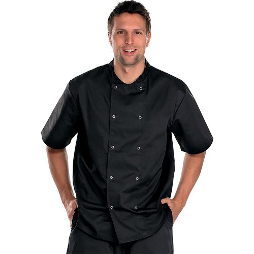 Beeswift Chefs Short Sleeve Jacket with Stud Fastening Black XL