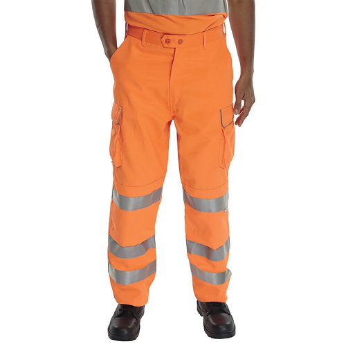 Beeswift Rail Spec High Visibility Trousers Orange 30T