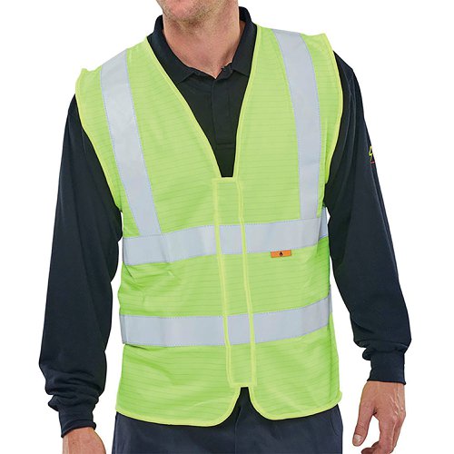 Beeswift Fire Retardant High Visibility Waistcoat Saturn Yellow L CFRWCSYL