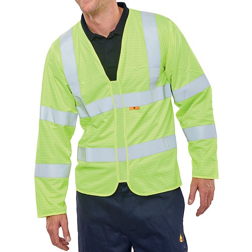 Beeswift Fire Retardant High Visibility Long Sleeve Jerkin Saturn Yellow L CFRPKJSYL | Beeswift