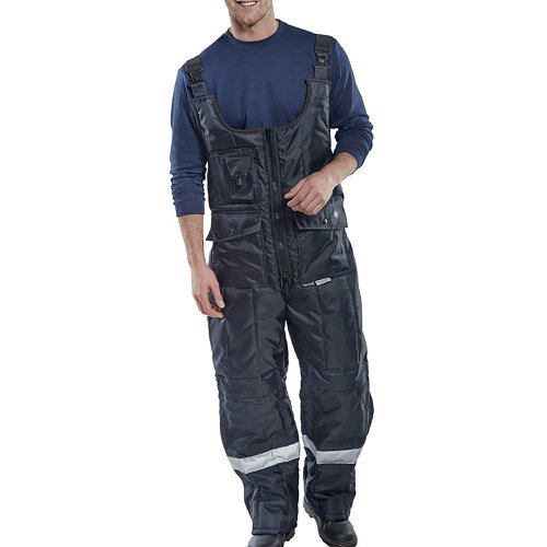 Beeswift Coldstar Freezer Bib Trouser Navy Blue Large CCFBTNL