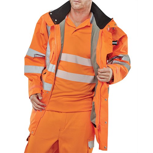 Beeswift Elsener 7In1 Hi Vis Jacket Orange Small 7IN1ORS