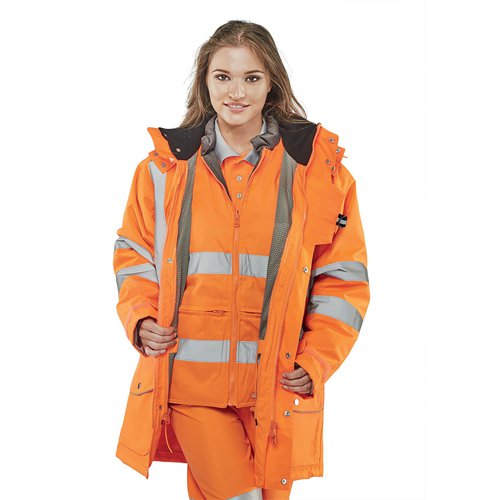 Beeswift Elsener 7In1 Hi Vis Jacket Orange Small 7IN1ORS | Beeswift