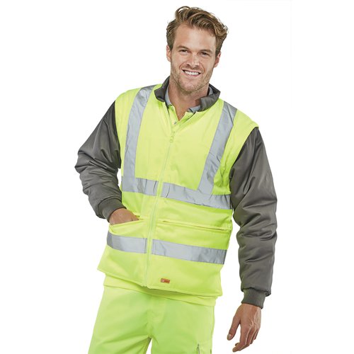 Beeswift Elsener 7In1 Hi Vis Jacket Saturn Yellow Small 7IN1SYS | Beeswift