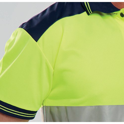 Beeswift PK Two Tone High Visibility Short Sleeve Polo Shirt Saturn Yellow/Navy Blue M CPKSTTENSYM