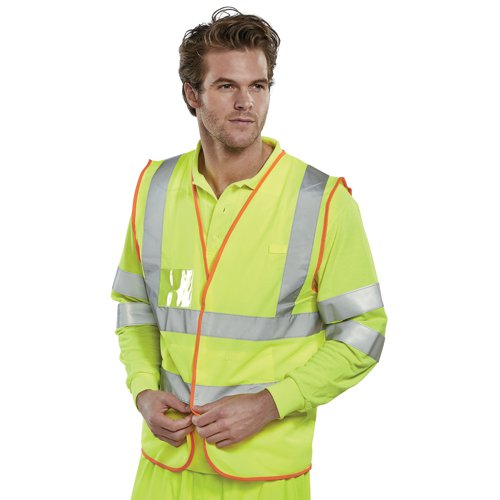 Beeswift BSafe Multipurpose Hi Vis Vest Saturn Yellow Medium BS061M