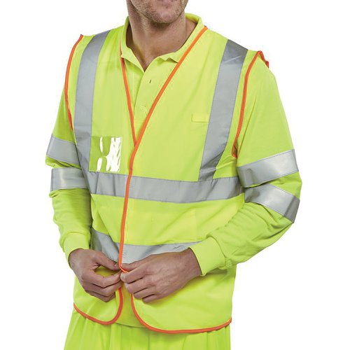 Beeswift BSafe Multipurpose High Visibility Vest Pre-pack Saturn Yellow L