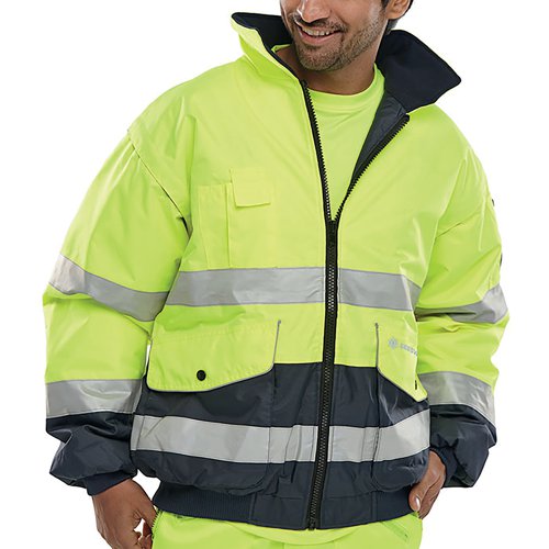 Beeswift Europa High Visibility Bomber Jacket Saturn Yellow/Navy Blue S EBJSYNS