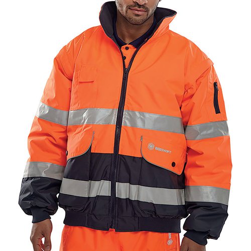 Beeswift Europa High Visibility Bomber Jacket Orange/Navy Blue S EBJORNS