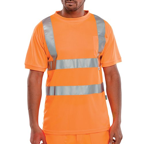 Beeswift Crew Neck High Visibility T-Shirt Orange L BSCNTSENORL | Beeswift