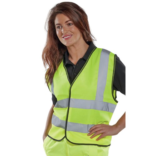 Beeswift High Visibility Short Length Waistcoat App G Saturn Yellow 2XL WCENGSH2XL