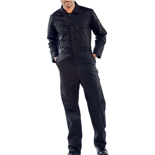 Beeswift Super Click Heavyweight Boilersuit Black 36 PCBSHWBL36