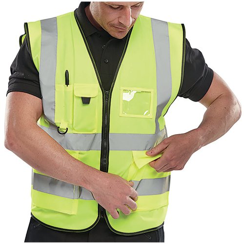 Beeswift Executive High Visibility Waistcoat Saturn Yellow L WCENGEXECL