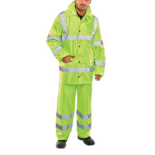 Beeswift Lightweight EN471 EN343 Jacket/Trouser Suit Saturn Yellow 5XL TS8SY5xL | Beeswift