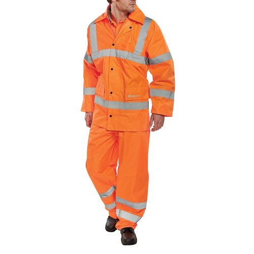 Beeswift Lightweight EN471 EN343 Jacket/Trouser Suit Orange 4XL TS8OR4XL