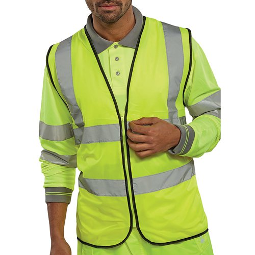 Beeswift High Visibility Waistcoat Zip Fastened Saturn Yellow L WCENGSYZL