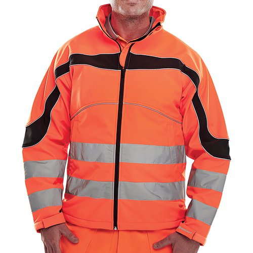 Beeswift Eton High Visibility Soft Shell Jacket Orange/Black L ET41ORL