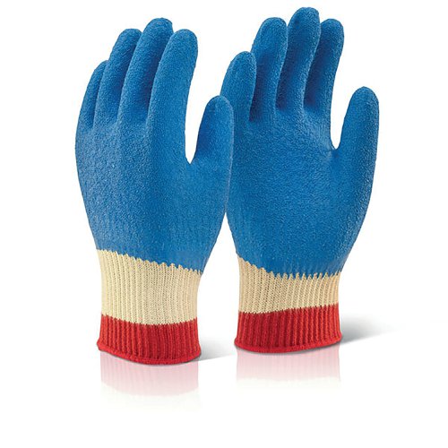 Beeswift Reinforced Latex Gloves Full Cuff 1 Pair Blue L