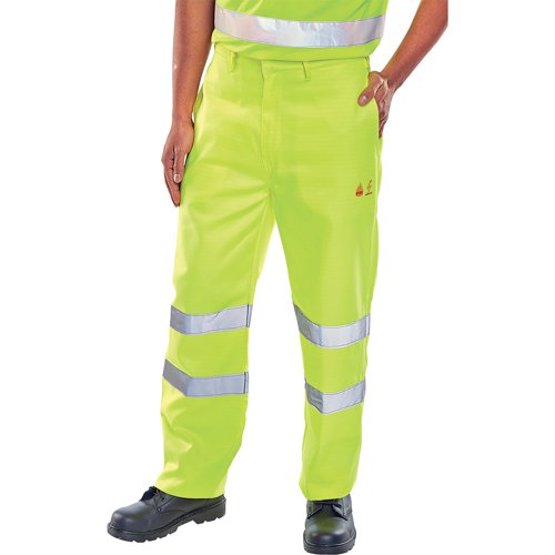 Beeswift High Visibility Fire Retardant Anti Static Trousers Saturn Yellow 30 CFRASTETSY30