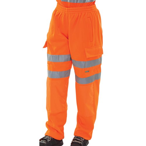 Beeswift High Visibility Fleece Jogging Bottoms Orange L BSJBORL