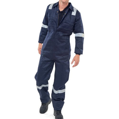 Beeswift Burgan Boilersuit Fire Retardant Anti-Static Navy Blue 36 CFRASBBSN36 | Beeswift