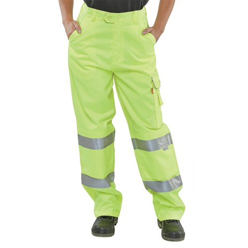 Beeswift Ladies Polycotton High Visibility Trousers Saturn Yellow 26 LPCTENSY26