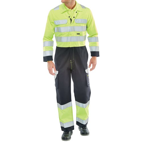 Beeswift ARC Flash High Visibility Coverall Saturn Yellow/Navy Blue 38 CARC7SYN38 | Beeswift