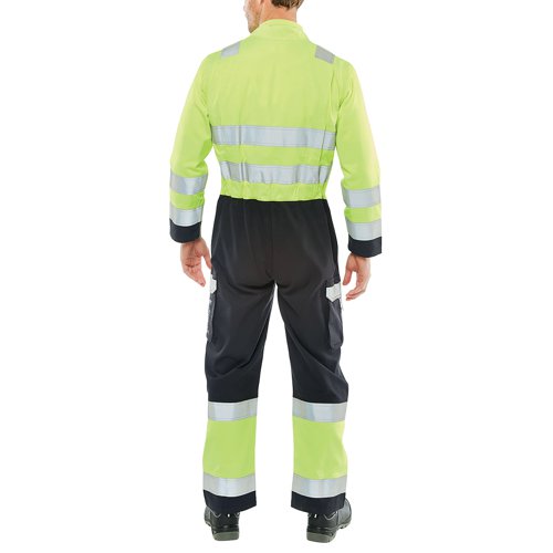 Beeswift ARC Flash High Visibility Coverall Saturn Yellow/Navy Blue 38 CARC7SYN38 | Beeswift